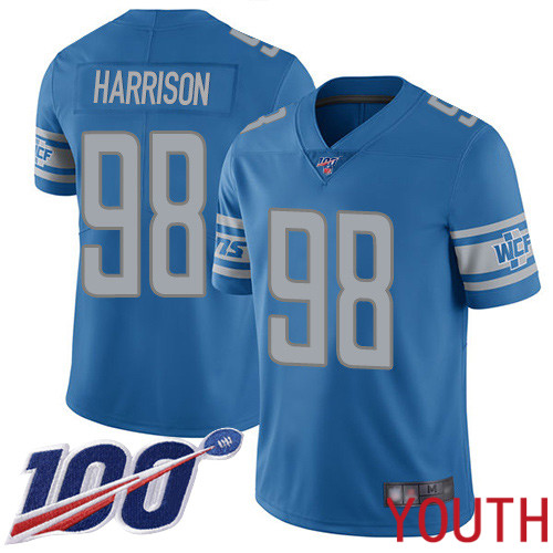 Detroit Lions Limited Blue Youth Damon Harrison Home Jersey NFL Football #98 100th Season Vapor Untouchable